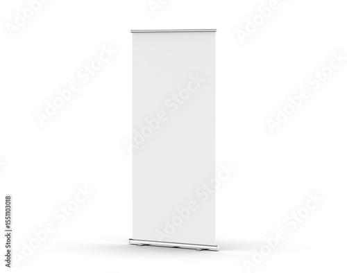 Retractable banner mockup, standee roll up banner mock up template on isolated white background, 3d illustration
