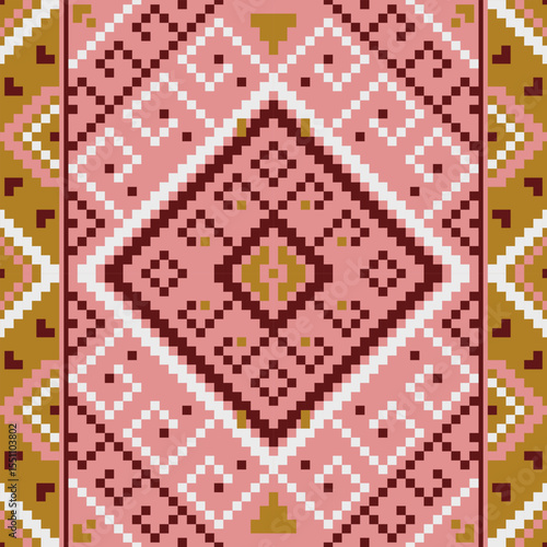 Creative Pixel Art Fabric Design with Abstract Layers and Seamless Geometry for High Quality Print on Demand Products Including Fashion DIY and Decor