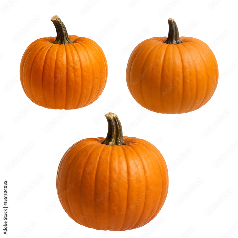Three Perfect Pumpkins, with a transparent background and isolated. Three Perfect Pumpkins, with a transparent background and isolated.