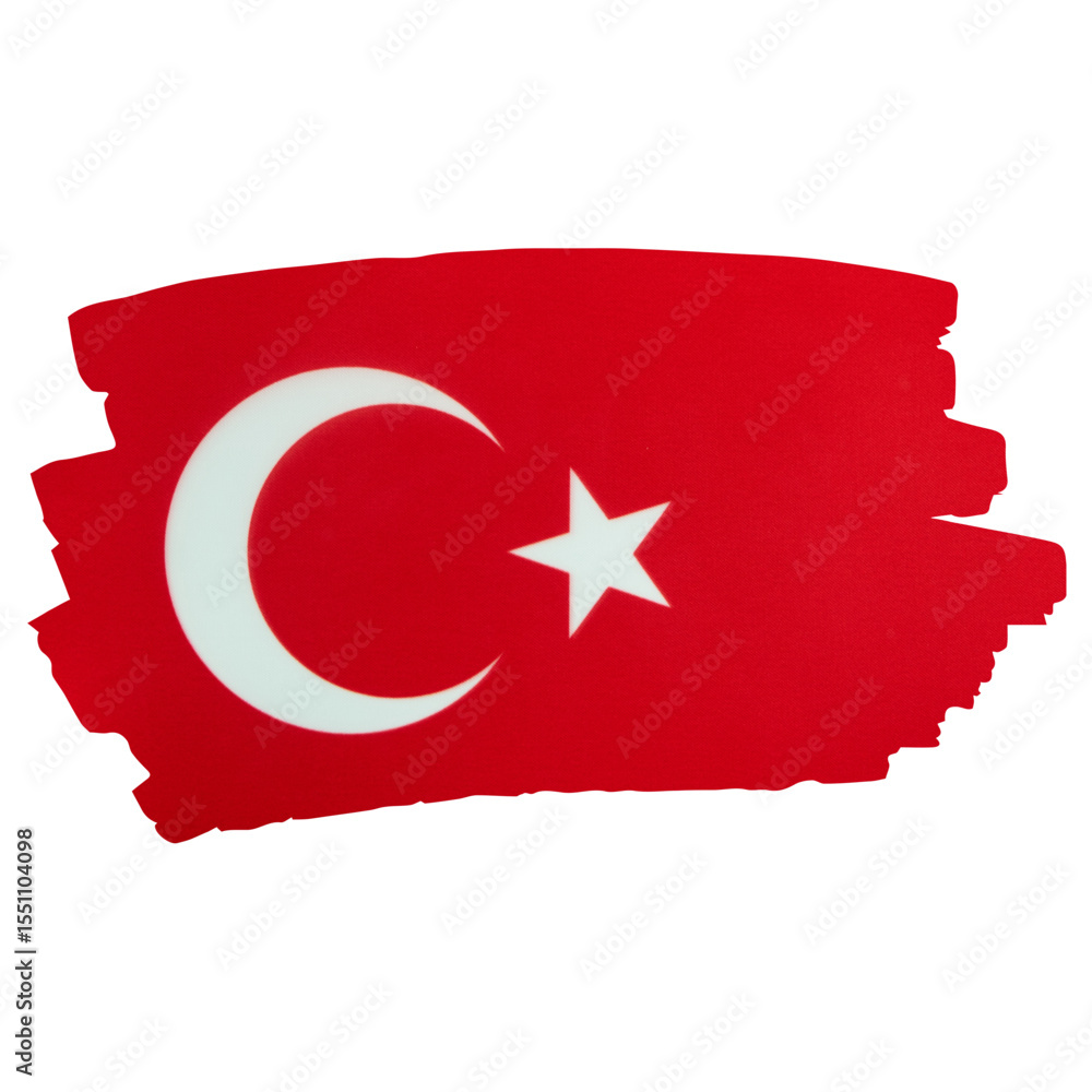 Obraz premium A stylized Turkish flag, painted with a rough, expressive brushstroke effect.