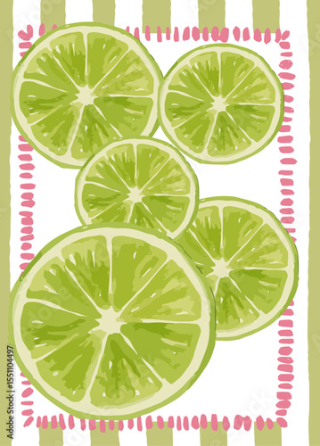 GIRLY SUMMER POSTER - VIBRANT CITRUS ILLUSTRATION WATERCOLOR STYLE
