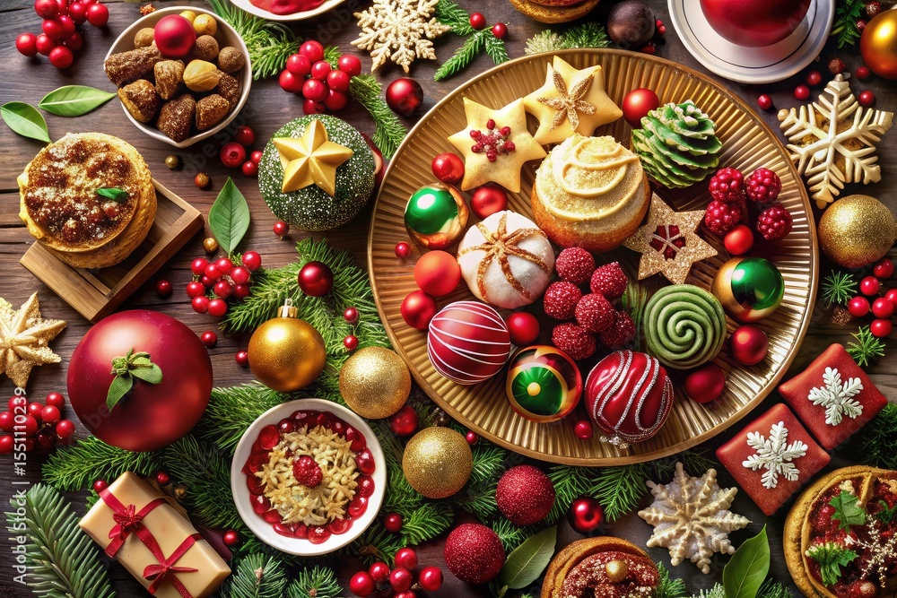 Fototapeta premium Delight in festive food photography showcasing mouthwatering Christmas recipes and treats.