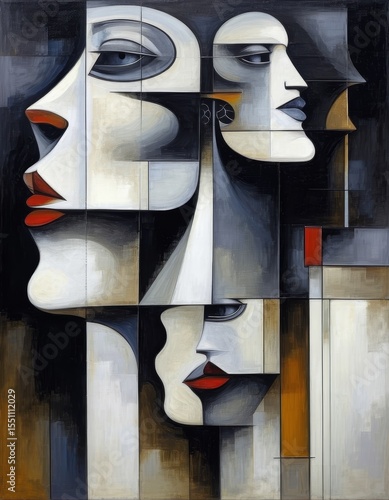 Abstract woman's faces comp...