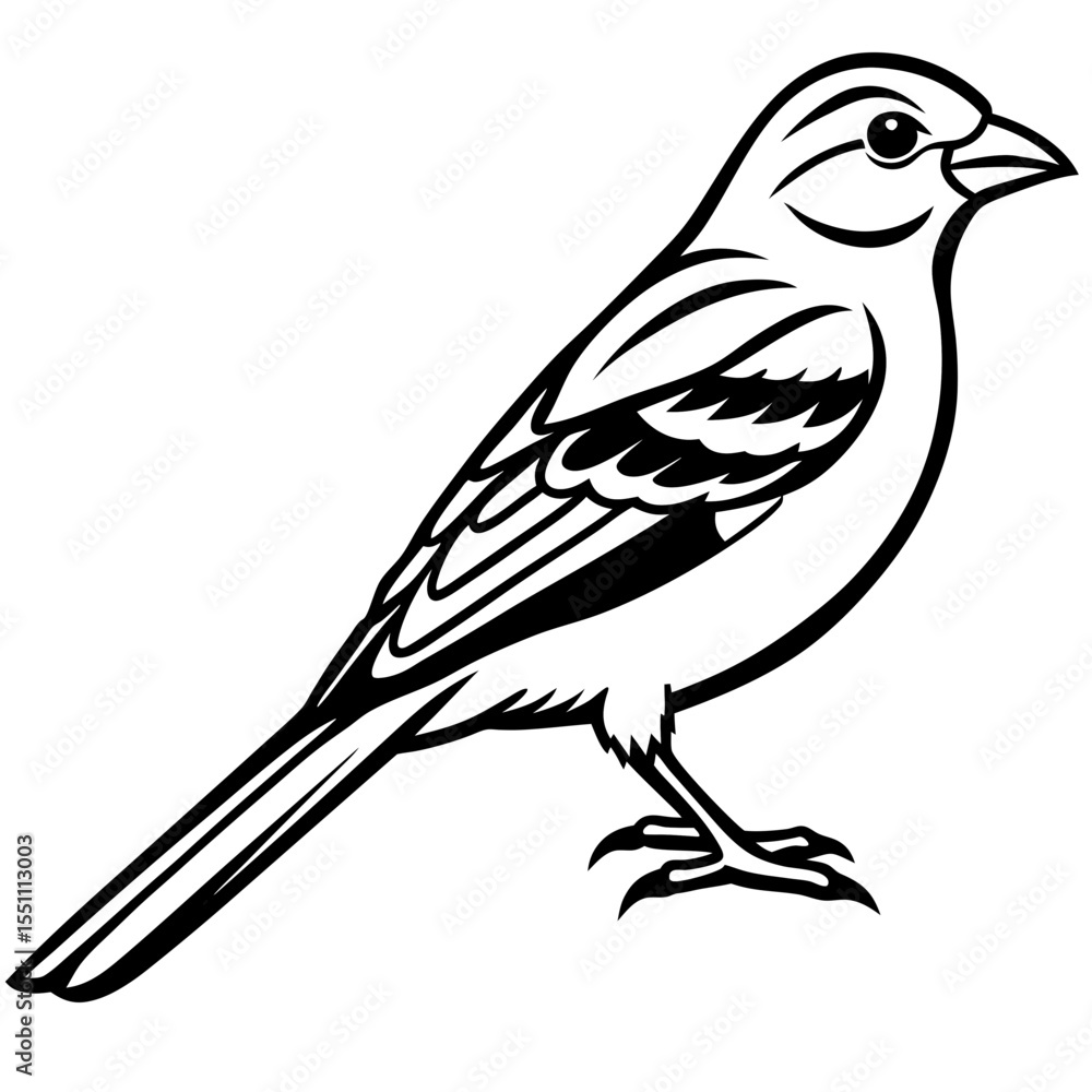 Obraz premium Stylized Yellowhammer Contour Vector Art