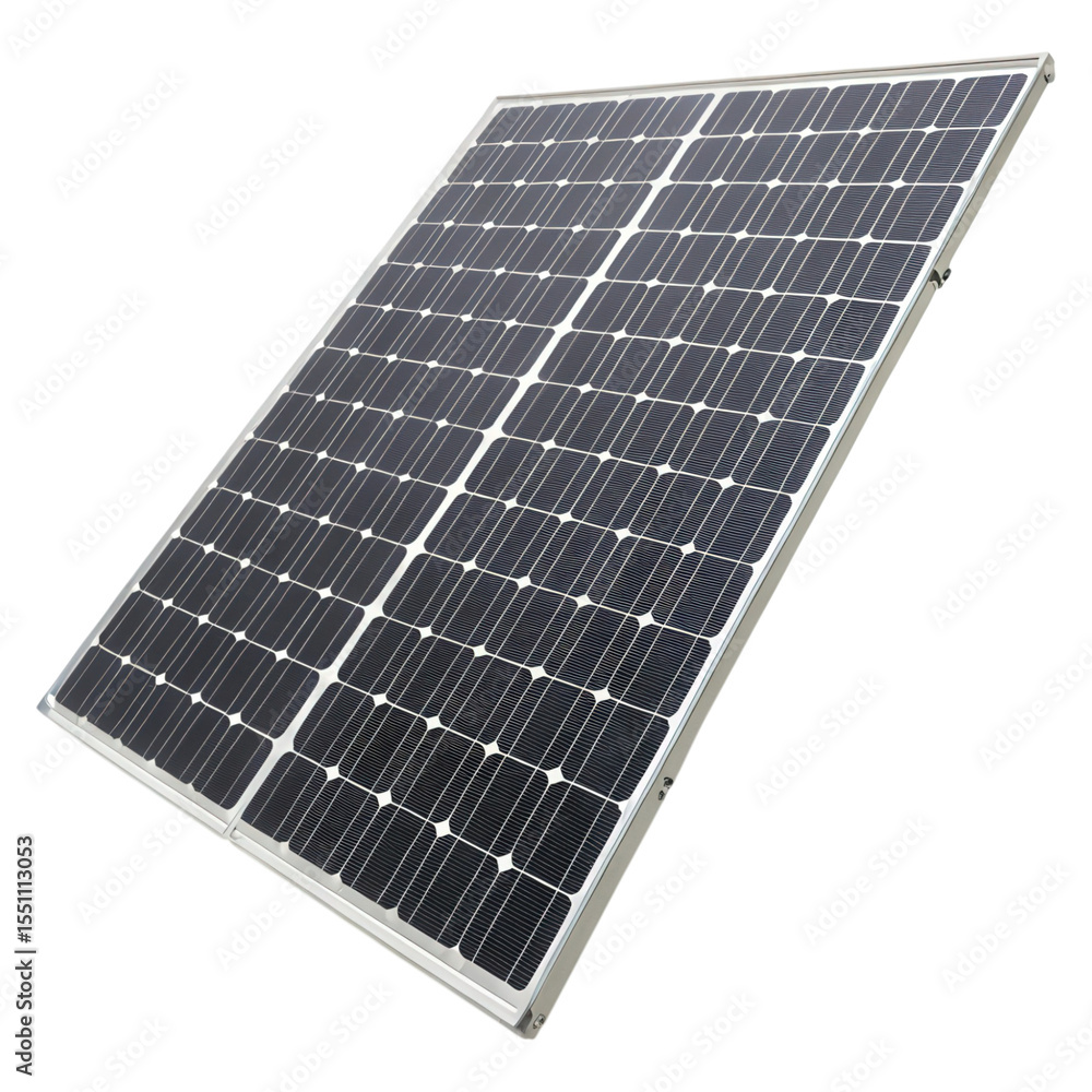 Solar panel isolated on a white background showcasing modern renewable energy technology in its design Solar panel isolated on a white background showcasing modern renewable energy technology in its design