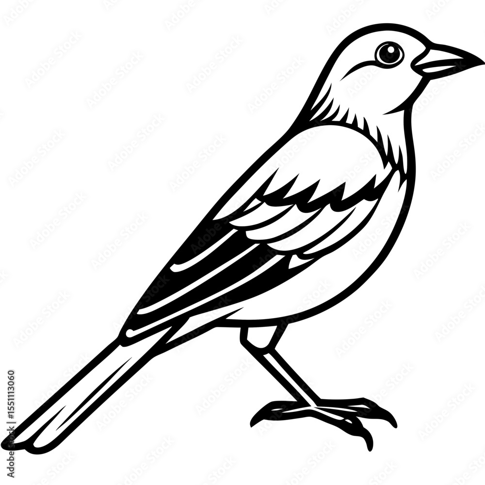 Obraz premium Stylized Yellowhammer Contour Vector Art