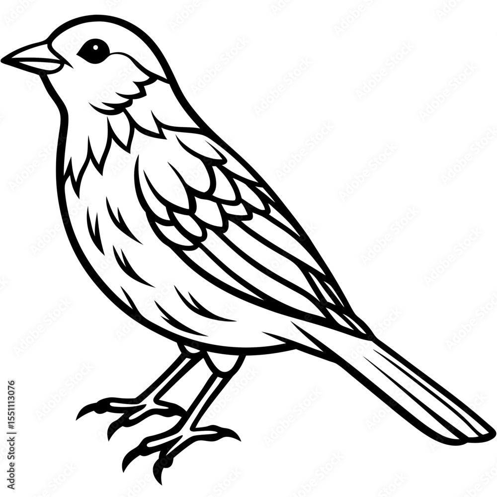 Fototapeta premium Stylized Yellowhammer Contour Vector Art