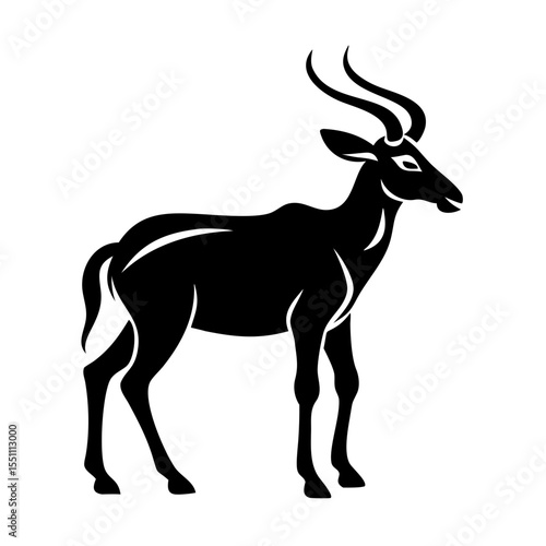 Lichtenstein's Hartebeest Silhouette – Vector Illustration of African Antelope in Profile

