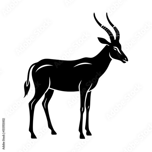 Lichtenstein's Hartebeest Silhouette – Vector Illustration of African Antelope in Profile

