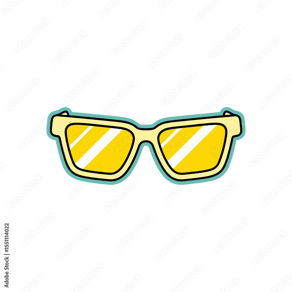 Fototapeta premium Yellow sunglasses with a bold design on a white background, Eyewear & Headwear