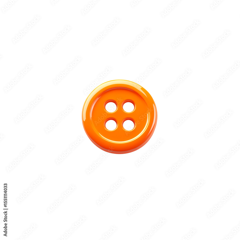 Obraz premium Isolated red round plastic sewing button with two holes on white background