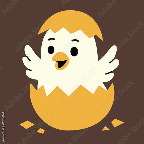 Cute Hatched Chick Simple Illustration