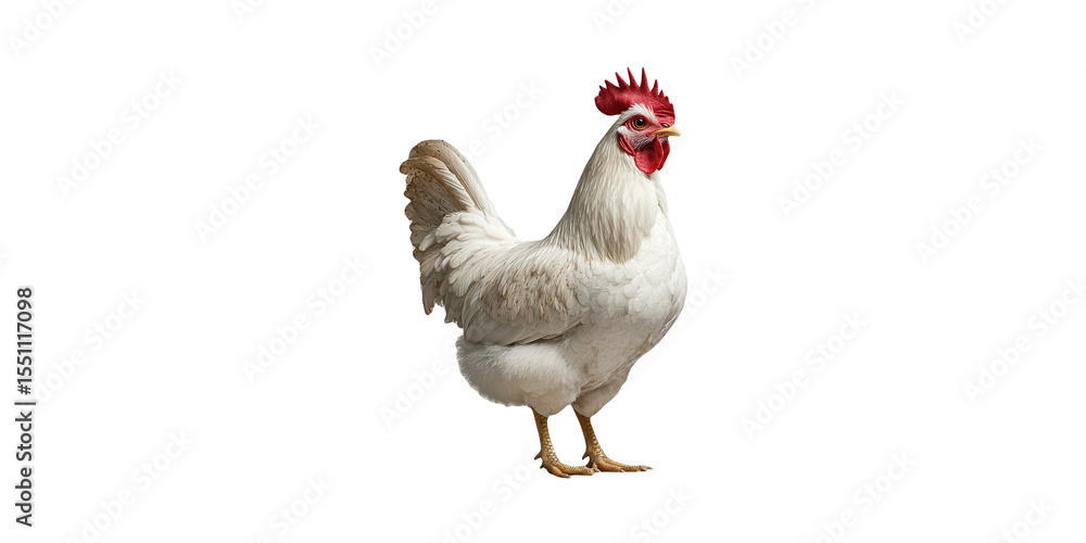 Fototapeta premium Leghorn Chicken. Poultry Farming And Egg Production Symbol Isolated On Transparent Background