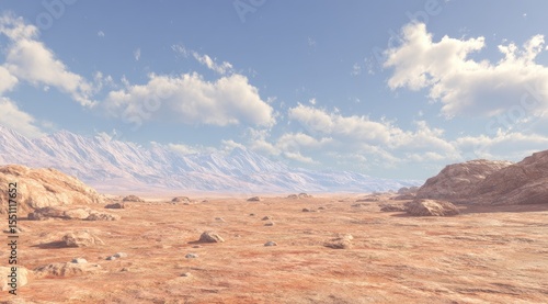 Expansive Desert Landscape Under a Blue Sky