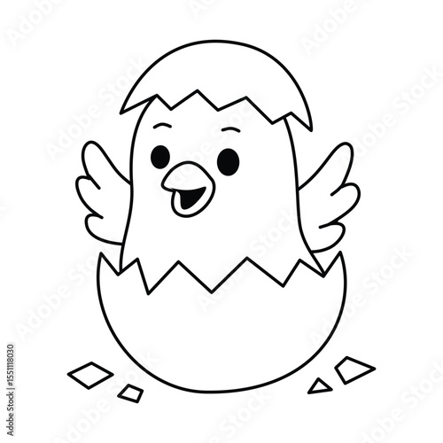 Cute Hatched Chick Outline for Coloring Page