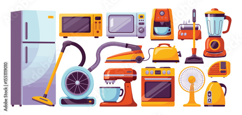 Collection of Modern Home Appliances and Electronics