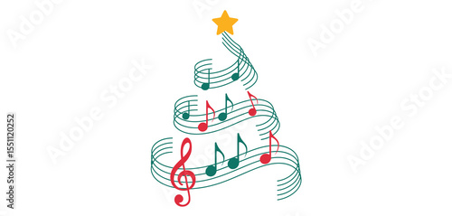 Christmas Music Notes Tree Design Illustration
