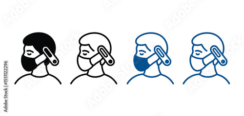 Person Wearing Face Mask with Attachment