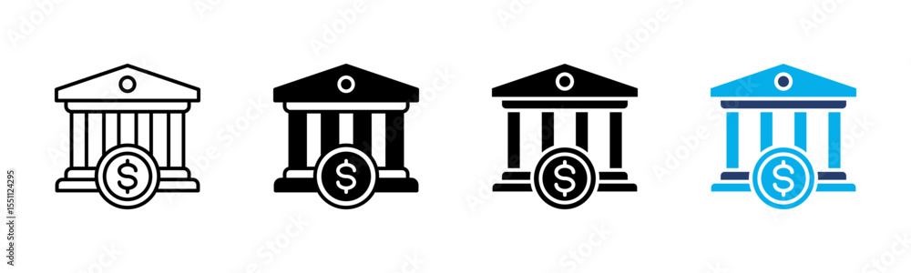 Bank icon sheet multiple style collection Bank icon sheet multiple style collection