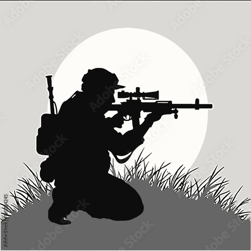 Silhouette of a Sniper in Ambush Position