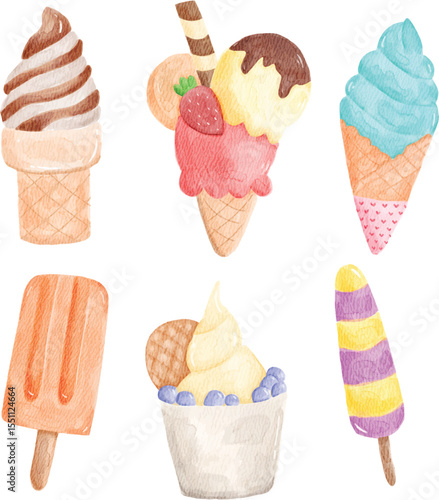 ice cream watercolor clipart