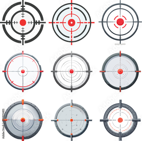 Crosshair Icon ? Flat Vector Target Sight Symbol for Combat Interface.eps