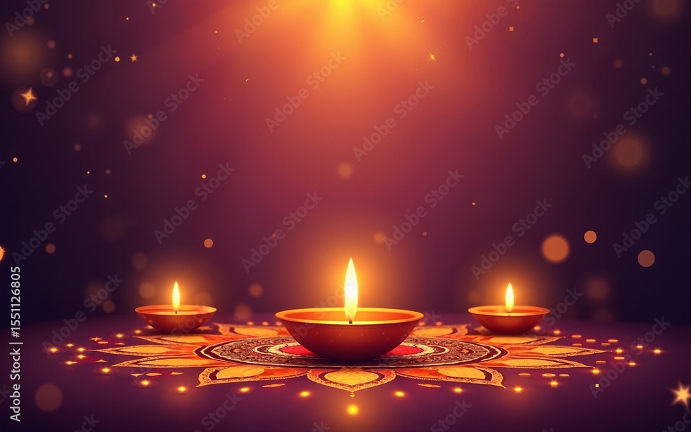 Diwali festival poster. DIwali holiday shiny background with diya lamps and rangoli. Vector illustration. High quality Diwali festival poster. DIwali holiday shiny background with diya lamps and rangoli. Vector illustration. High quality