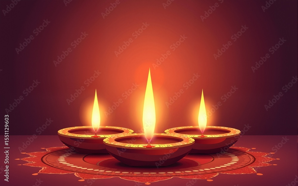 Vector diwali festival poster with diya candles. High quality Vector diwali festival poster with diya candles. High quality