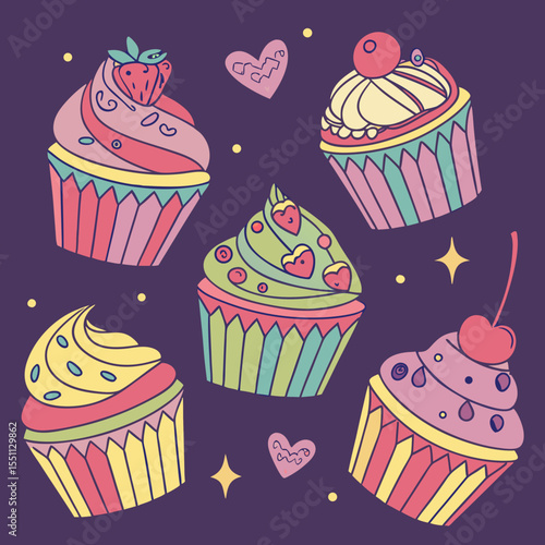 Sweet treats galore: A whimsical collection of artistically styled cupcakes