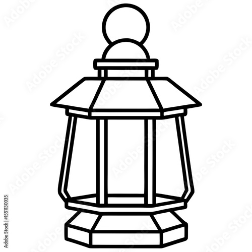 Minimal Red Lantern Line Art