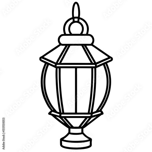 Minimal Red Lantern Line Art
