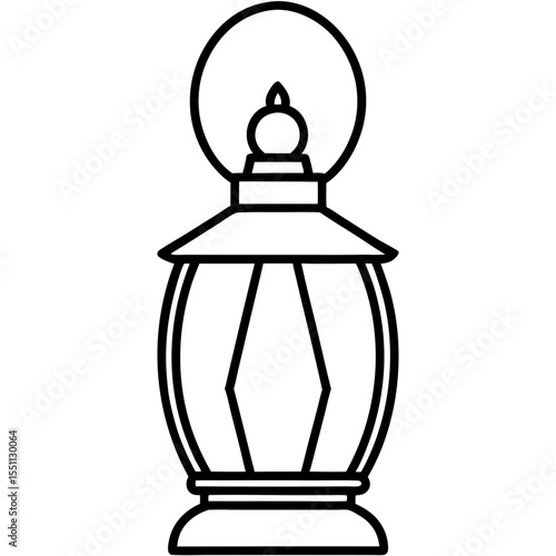 Minimal Red Lantern Line Art