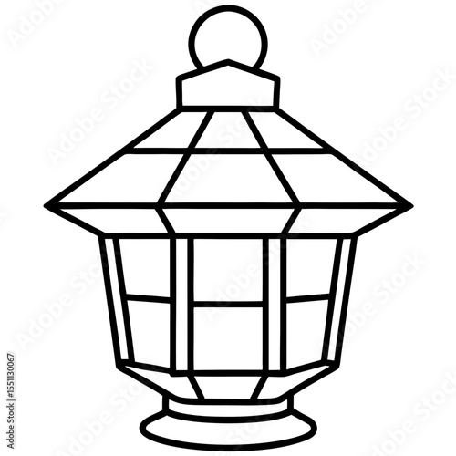 Minimal Red Lantern Line Art