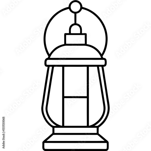 Minimal Red Lantern Line Art