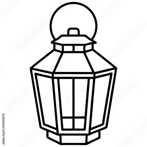 Minimal Red Lantern Line Art
