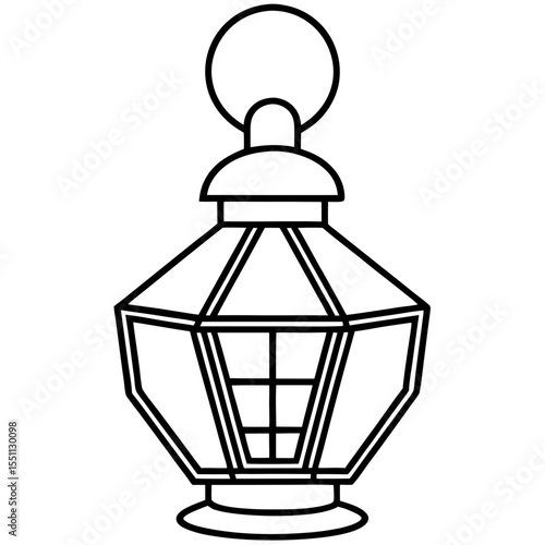 Minimal Red Lantern Line Art