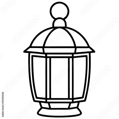 Minimal Red Lantern Line Art