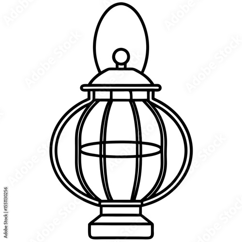 Minimal Red Lantern Line Art