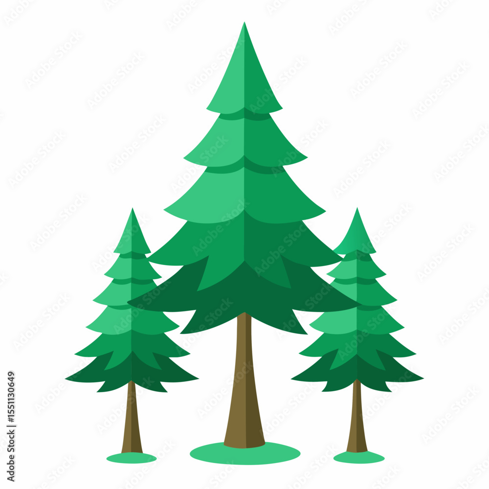 Fototapeta premium Stone pine trees isolated on white background