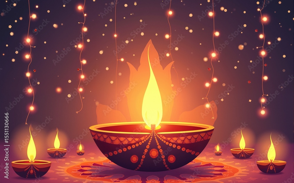Happy Diwali. Indian festival of lights. Vector abstract flat illustration for the holiday, lights, hands, Indian people, woman and other objects for background or poster. High quality Happy Diwali. Indian festival of lights. Vector abstract flat illustration for the holiday, lights, hands, Indian people, woman and other objects for background or poster. High quality