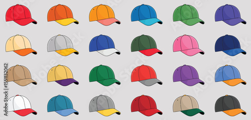 Variety of Colorful Baseball Caps