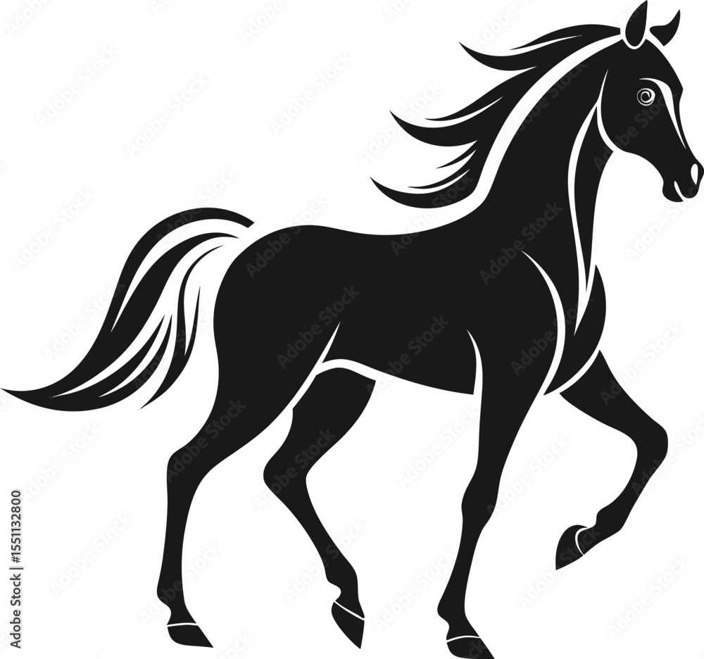 Obraz premium black horse vector illustration