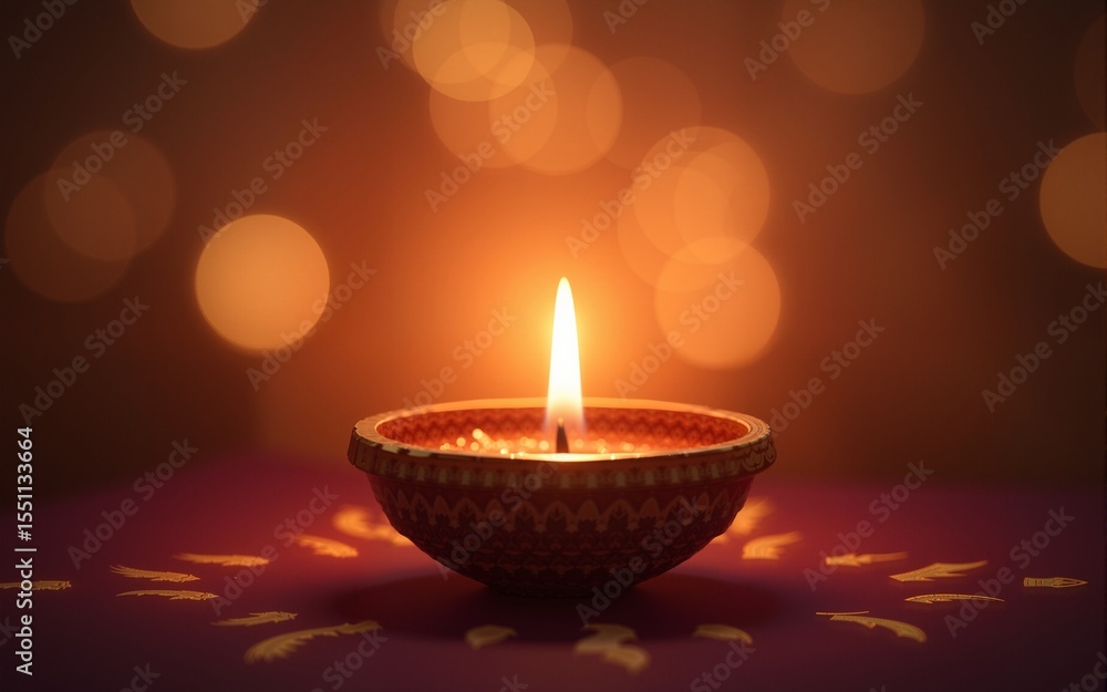 Candle light and bokeh background celebrate Indian Holiday Diwali. AI Generative. High quality Candle light and bokeh background celebrate Indian Holiday Diwali. AI Generative. High quality