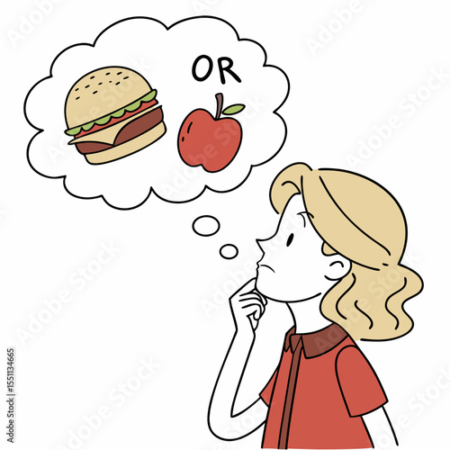 Diet dilemma: Weighing burger temptation against healthy apple choice