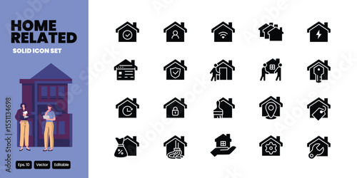 home solid icon set vector design good for web and mobile app