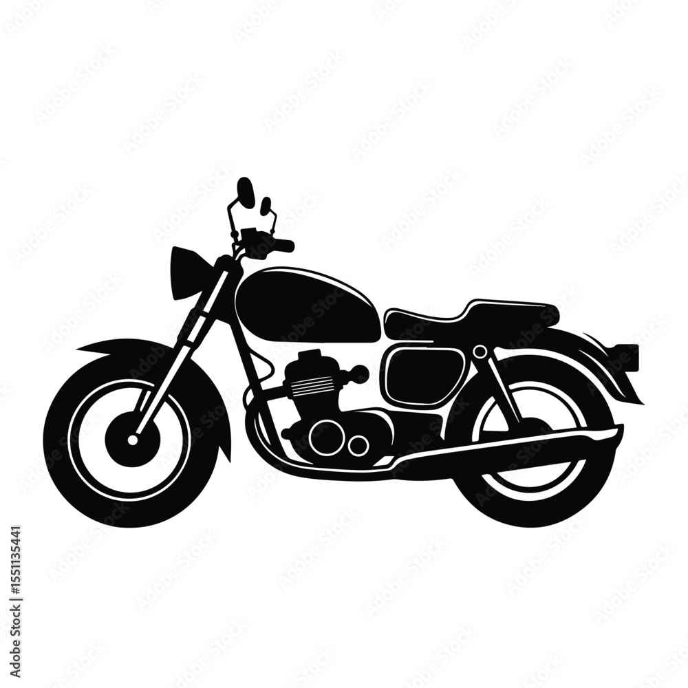 Obraz premium motorcycle black silhouette vector, Simple silhouette Design vector icon with white background