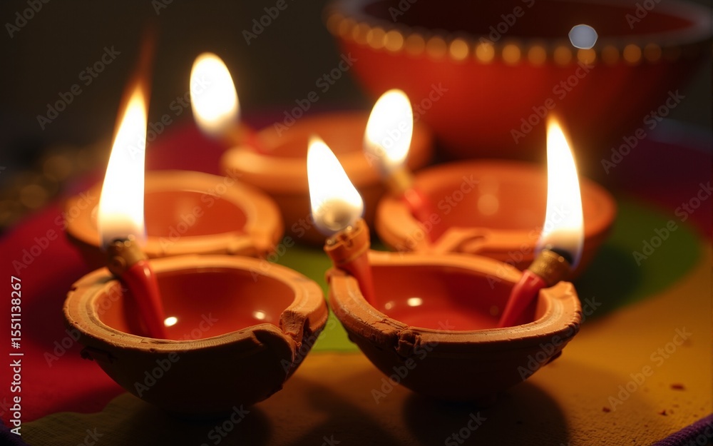Colorful clay diya lamps lit during diwali celebration. High quality Colorful clay diya lamps lit during diwali celebration. High quality