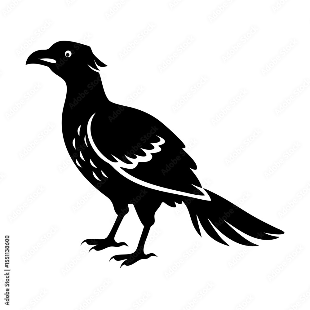 Fototapeta premium Large Single Bird Silhouette – Vector Art Illustration Isolated on White Background