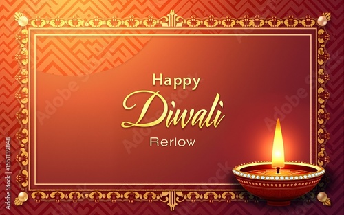 Wallpaper Mural Happy Diwali festival card with gold diya patterned and crystals on paper color Background. High quality Torontodigital.ca