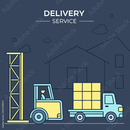 Stylized delivery service illustration highlighting efficiency and modern logistics